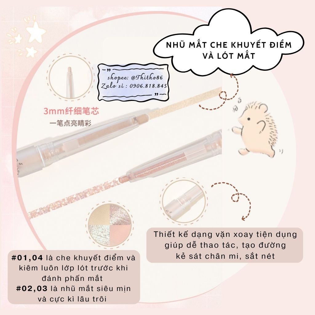 Bút Nhũ Mắt Che Khuyết Điểm Và Lót Mắt GOGO TALES Light Sense Spirit Eye GT358 - GOGO TALES