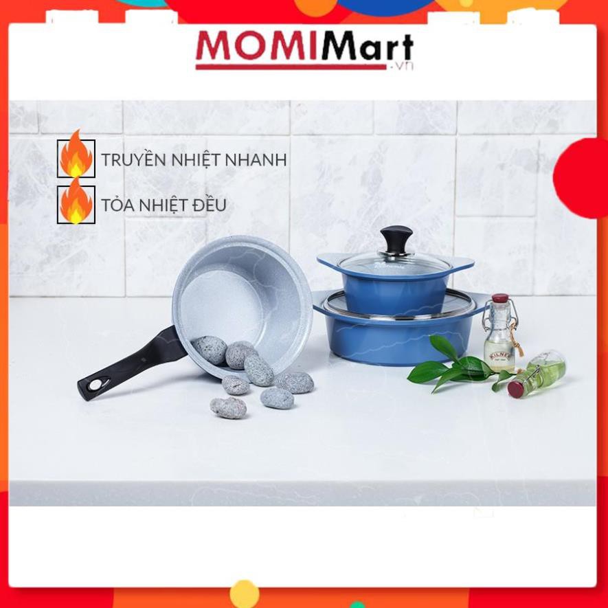 BỘ 4 NỒI ECORAMIC ĐÚC NGUYÊN KHỐI Hàn Quốc. Nồi 1 tay cầm 18cm, Nồi 2 tay cầm 20-22-24cm