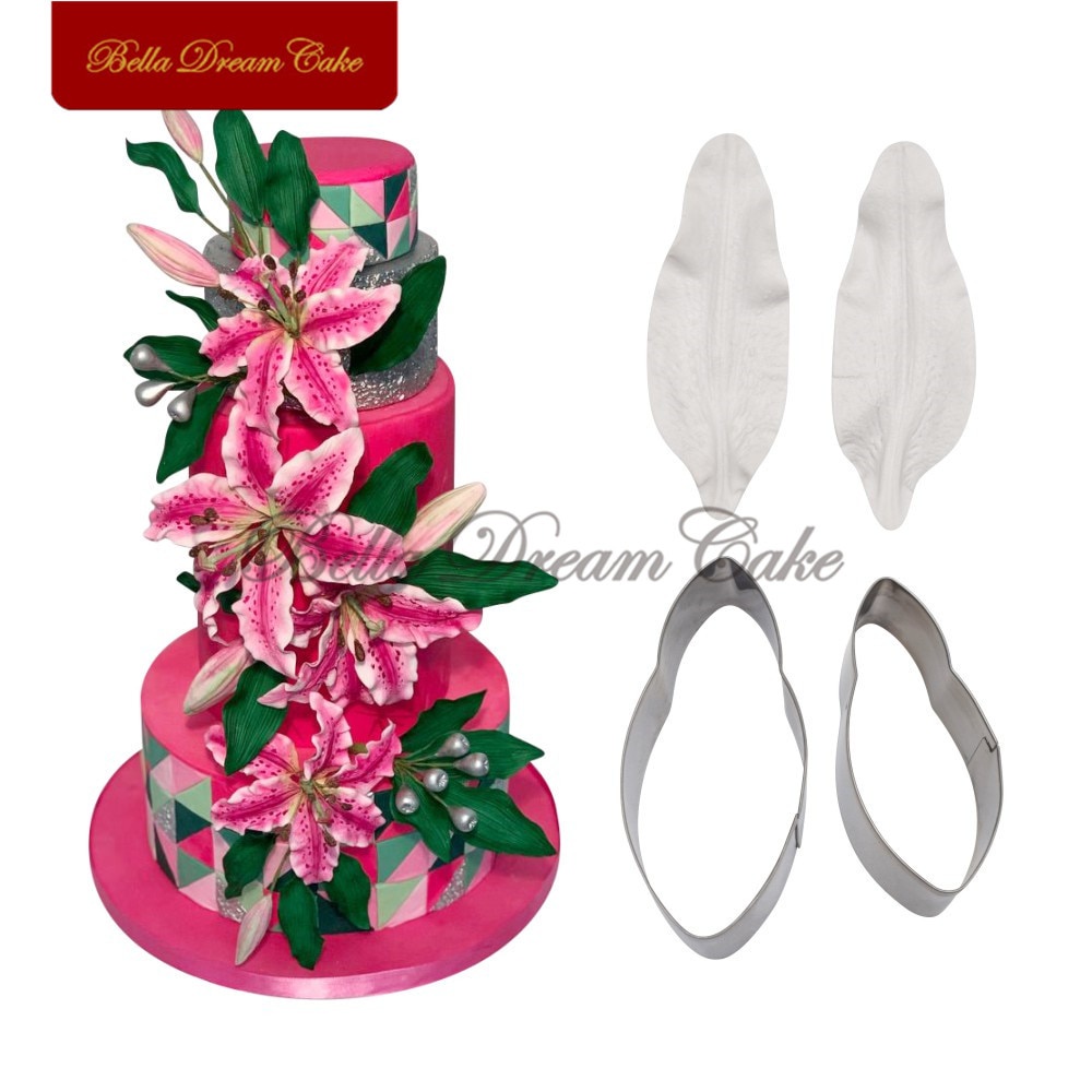 Set 4 Khuôn Silicone Làm Bánh Tạo Hình Cánh Hoa Lily Độc Đáo Tiện Dụng