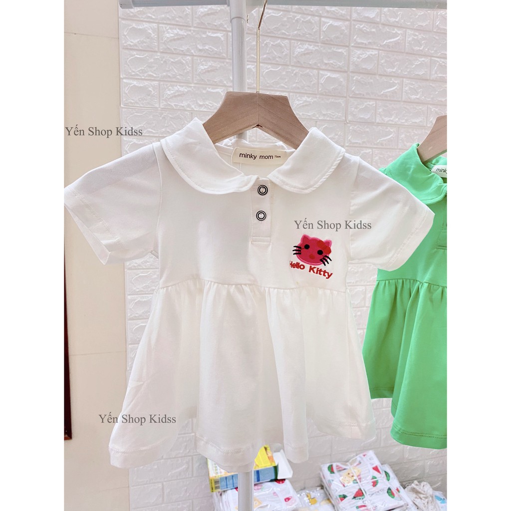 Sale !!! Váy Cổ Sen  Minky Mom Cotton 100 % Thêu  Mèo Dễ Thương Cho Bé  Gái (7-19kg) (1299 )