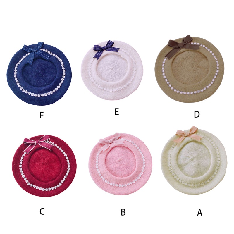 Mũ Nồi Đính Nơ Họa Tiết Hoa Cúc Phong Cách Lolita Nhật Bản Dễ Thương Cho Nữ