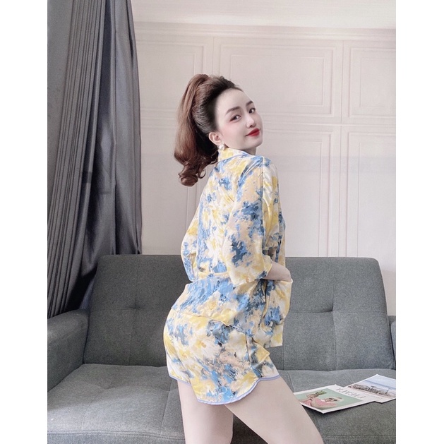 Bộ Đồ Pijama - Bộ Lụa Mai Ngô Dơi Tay Cộc , Quần Cộc[Hàng Đẹp, Lụa Mát Mịn] Không Nhăn, Không Bai Giãn, Không Phải màu | BigBuy360 - bigbuy360.vn
