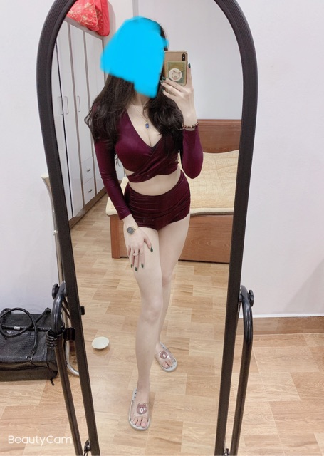 Bikini 2 mảnh đỏ tím cạp cao buộc dây lưng cực sang (Ảnh thật) - B08 | BigBuy360 - bigbuy360.vn