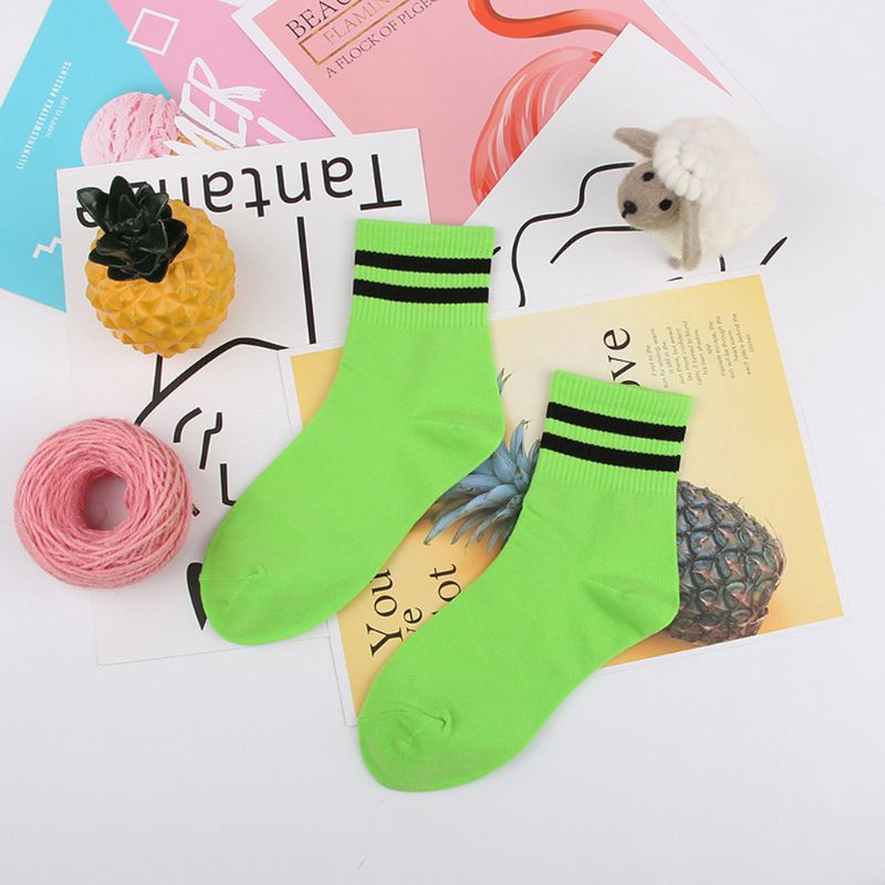 XIXI Set 5 Đôi Tất Cotton Mềm Mại Cổ Thấp Màu Dạ Quang Phong Cách Thể Thao Dành Cho Người Lớn