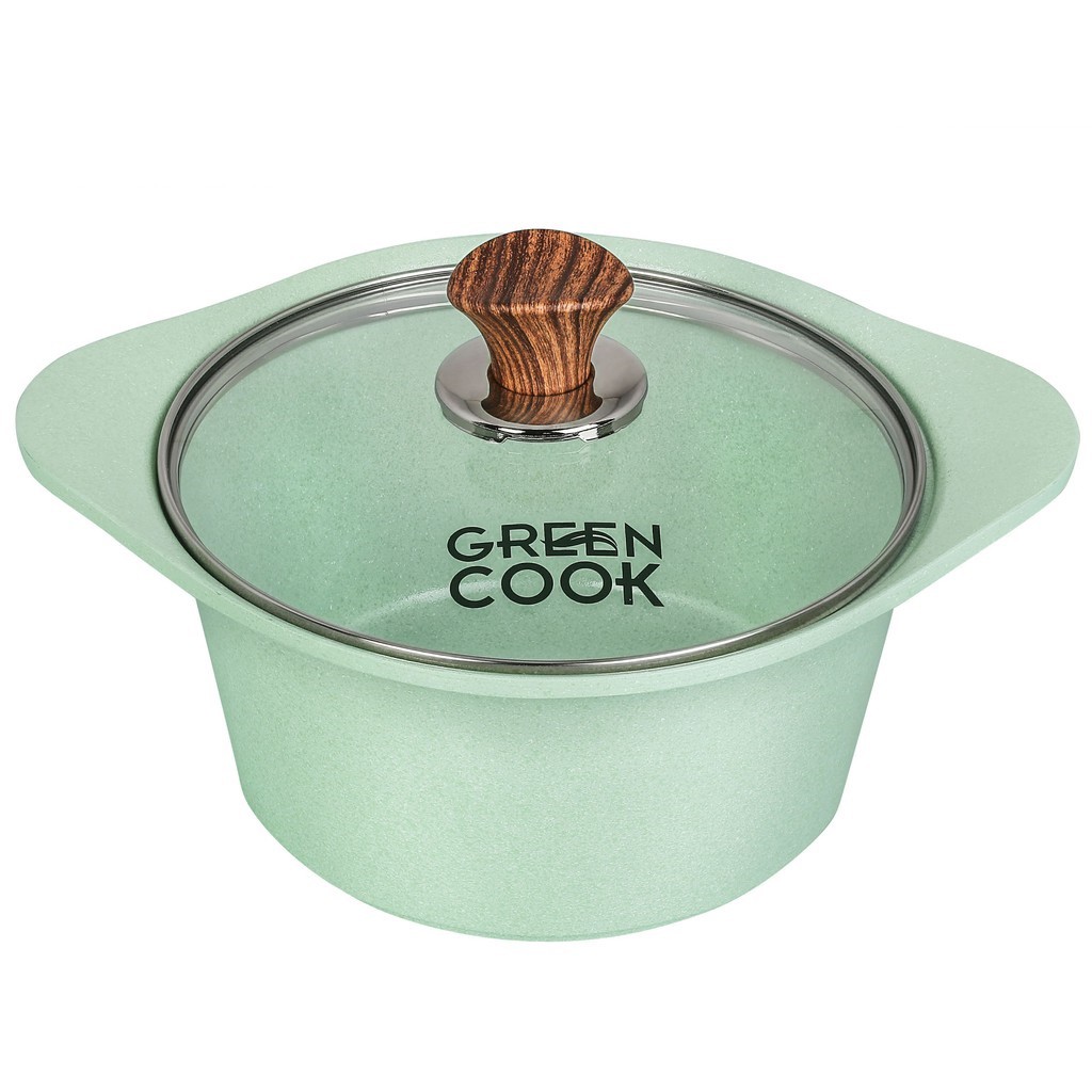 [Dùng được mọi loại bếp] Nồi đúc đáy từ chống dính men đá Greencook GCS05-20 size 20cm