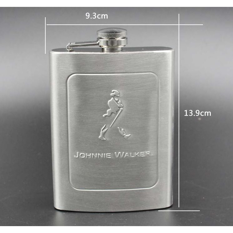Bình inox đựng rươuJohnnie Walker 250ml logo nổi