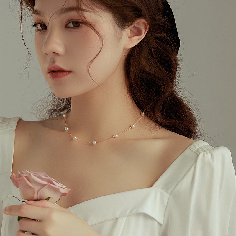 Vòng cổ Ngọc Trai Phong Cách Hàn Quốc Đơn Giản Cho Nữ