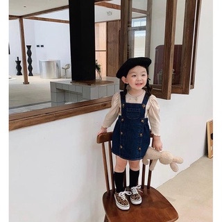 váy yếm bò 2 hàng cúc bé gái