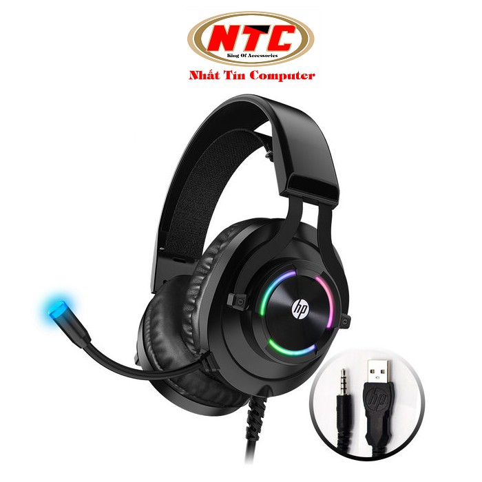 Tai nghe gaming HP H360 led RGB - tích hợp 1 jack cắm 3,5mm cho micro và phone (Đen)