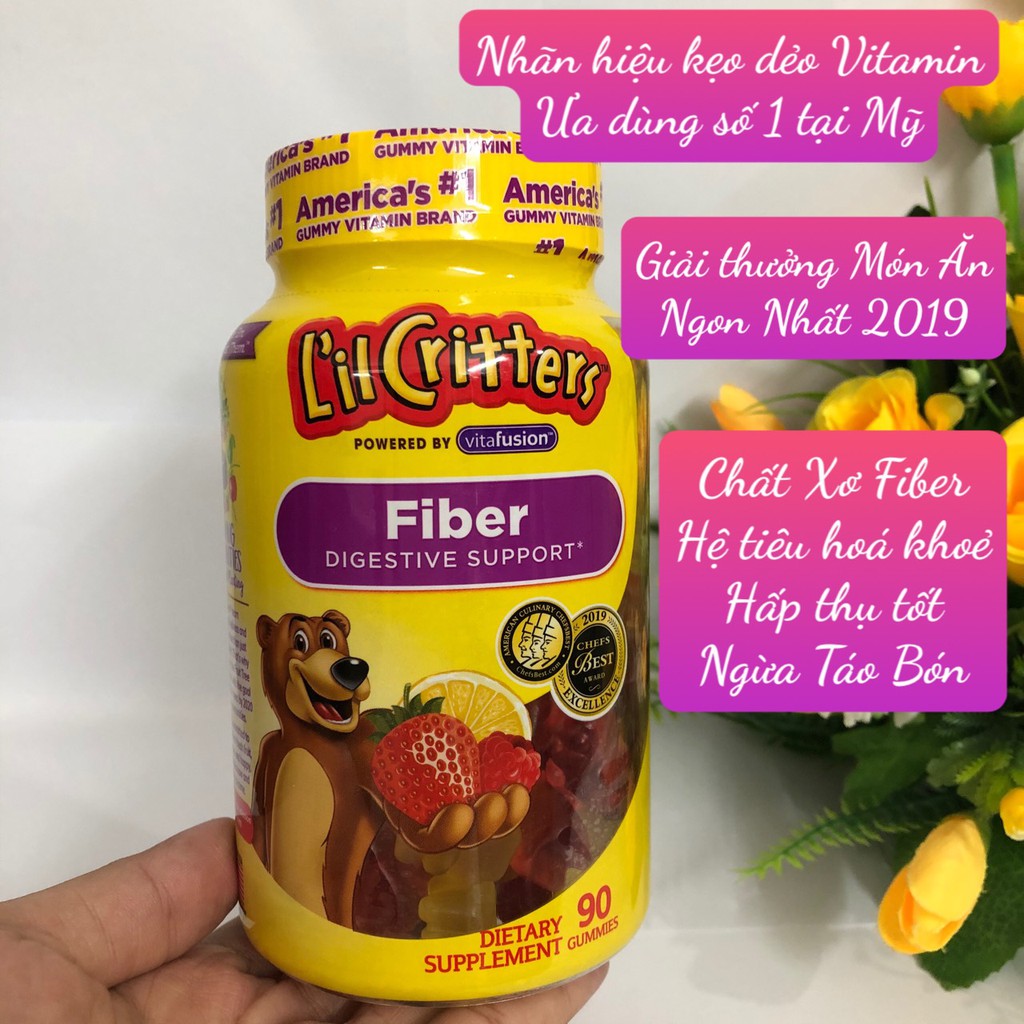 ❤️ [Date 2/2023] Kẹo dẻo gấu L'il Critters Gummy Fiber chất xơ 90 viên Mỹ, trái cây thơm ngon