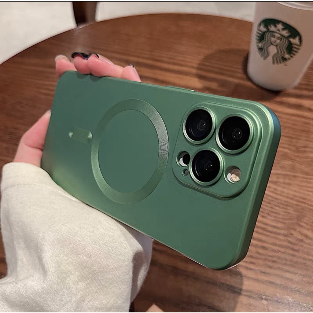 【Magnetic case/Matte Soft case】Ốp Điện Thoại Mềm Kết Cấu Mờ Với Miếng Dán Bảo Vệ Ống Kính Máy Ảnh Cho compatible for iPhone 12 13 14 pro max