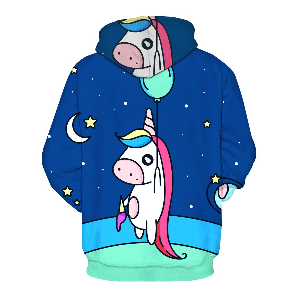 Áo Hoodie Có Nón In Hình Kì Lân Dễ Thương Cho Bé Gái