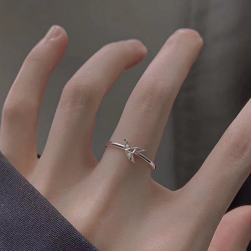 Nhẫn hở mạ bạc 925 hình con hạc giấy sang trọng