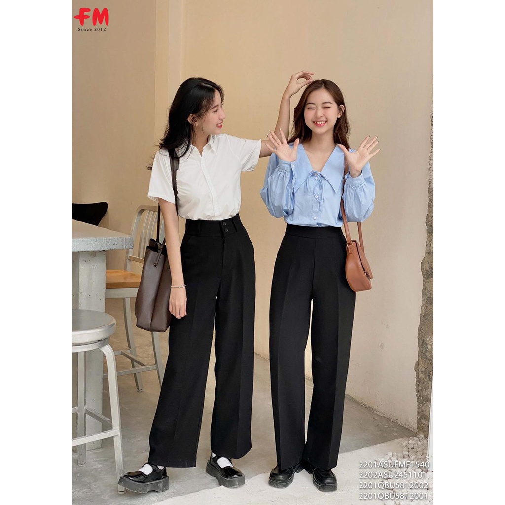 Quần tây 621 nữ lưng cao FM Style ống suông khoá sườn chất vải tuyết mưa xịn tôn dáng thời trang  ulzzang 220120500