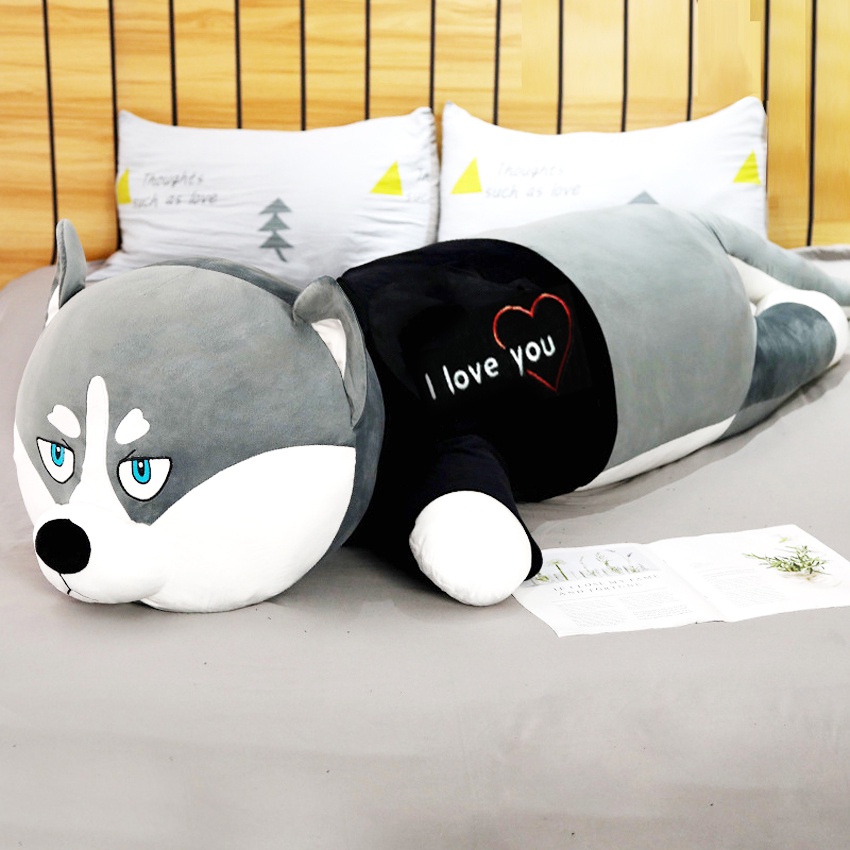 Gấu bông to Chó Husky dùng làm gối ôm, quà tặng bạn gái, quà tặng sinh nhật, lễ tình nhân Valentine