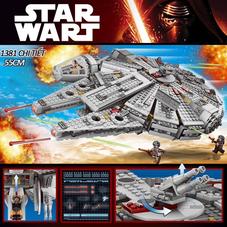 [1381 CHI TIẾT] BỘ ĐỒ CHƠI XẾP HÌNH LEGO TÀU STARWAR CHIẾN TRANH GIỮA CÁC VÌ SAO