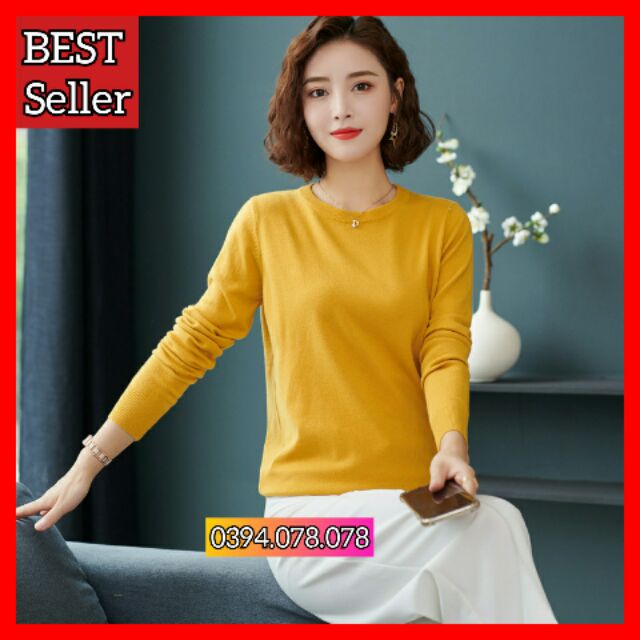 - Áo len dài tay cổ tròn Hàng Quảng Châu