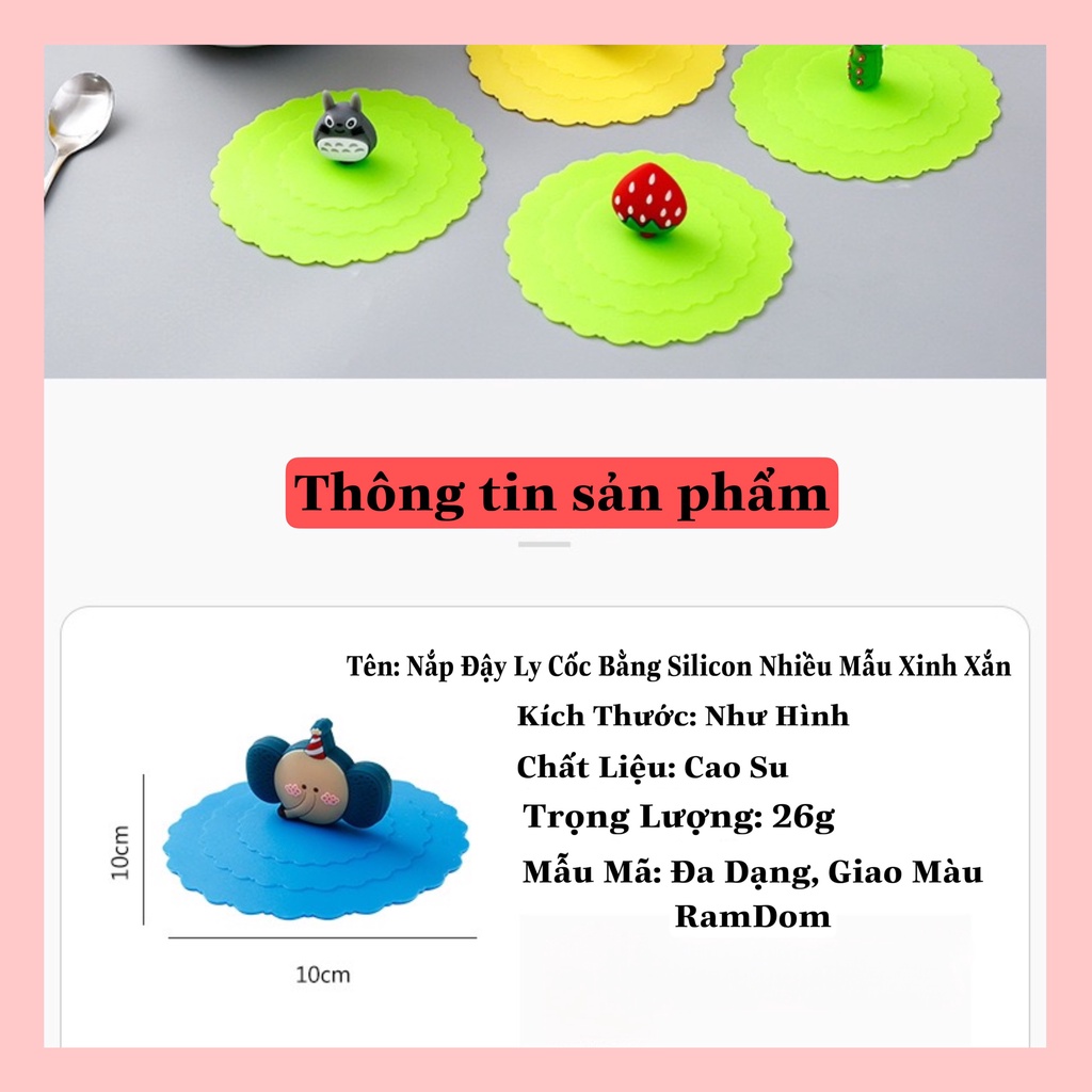 [Đời ] Nắp đậy ly cốc bằng silicon cao cấp kiểu dáng dễ thương.