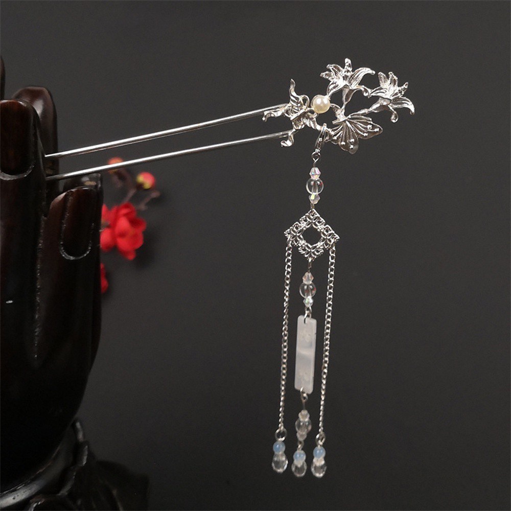 Trâm Cài Tóc Hình Hoa Và Bướm Phối Tua Rua Phong Cách Trung Hoa Cổ Điển Thời Trang