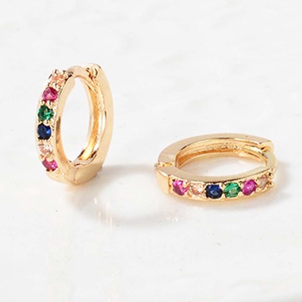 Khuyên tai tròn đính đá zircon lấp lánh