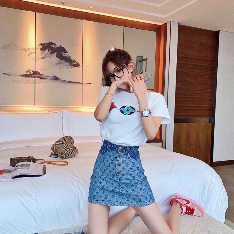 (Order 10-20 ngày) Chân váy jean hoạ tiế LV | BigBuy360 - bigbuy360.vn