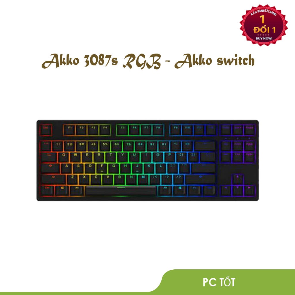 Bàn phím cơ AKKO 3087S RGB – Black (Akko switch) - Bảo hành chính hãng 1 đổi 1