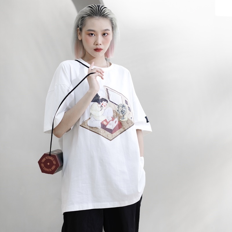 Áo thun nam nữ thiết kế form rộng cotton tay ngắn - SOUTHSIDE LADY TEE - ZUNE.ZX (trắng/đen)