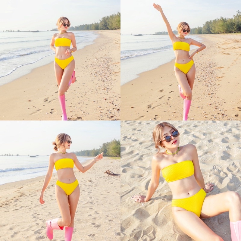 Bikini Hai Mảnh Có Đệm Nâng Ngực Gợi Cảm Màu Sắc Tinh Khiết