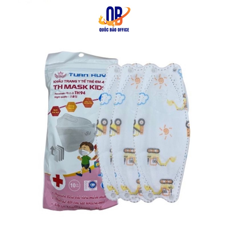 Khẩu trang trẻ em kháng khuẩn 4D KF94 - 4 lớp chuẩn Hàn Quốc - hàng chính hãng công ty - 10 chiếc/ túi