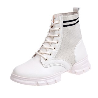 Boot cổ ngắn phối len sọc
