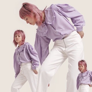 #aeiejr BUTTERFLY SHIRT — áo sơ mi điệu đà cổ sen