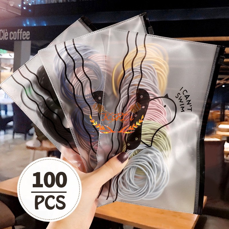 Set 100 Dây Buộc Tóc co giãn phong cách Hàn Quốc đơn giản, đủ màu