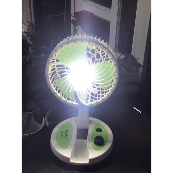 Quạt mini để bàn làm việc KC 5811  Quạt văn phòng có đèn sáng  Sạc USB  Dễ thương