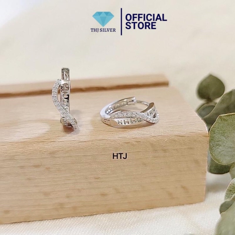 △Bông tai nữ chữ H xoắn đá cách điệu cá tính -Chuẩn bạc ta (ảnh thật)