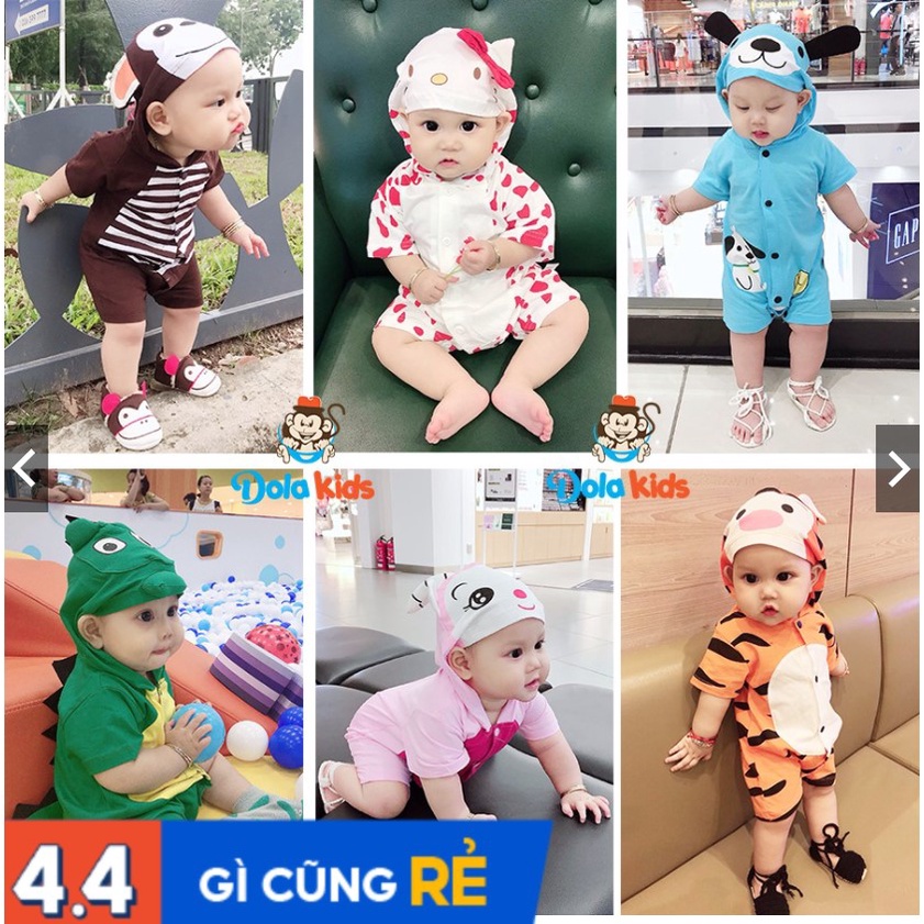 Body Thú Cho Bé Từ 4- 15 kg Vải Cotton 100%, mềm mịn, thoáng mát, đáng yêu