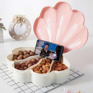 Khay đựng mứt tết con sò có giá đỡ
