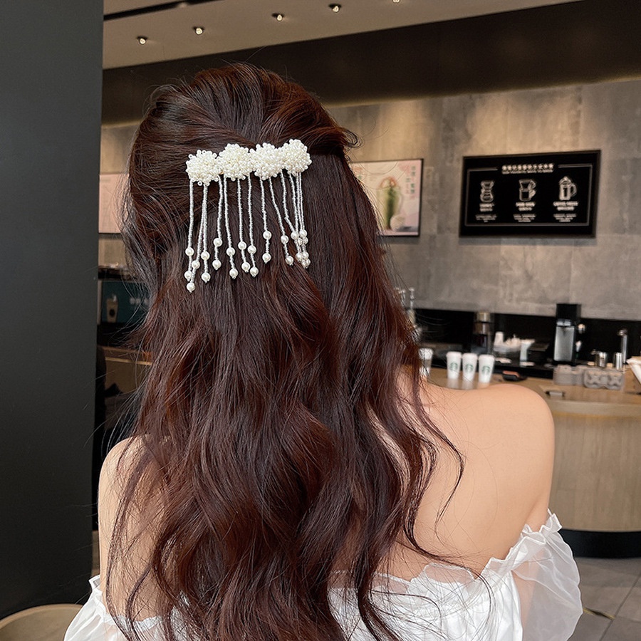 Kẹp Tóc Đính Ngọc Trai Giả Toàn Diện Phong Cách Hàn Quốc