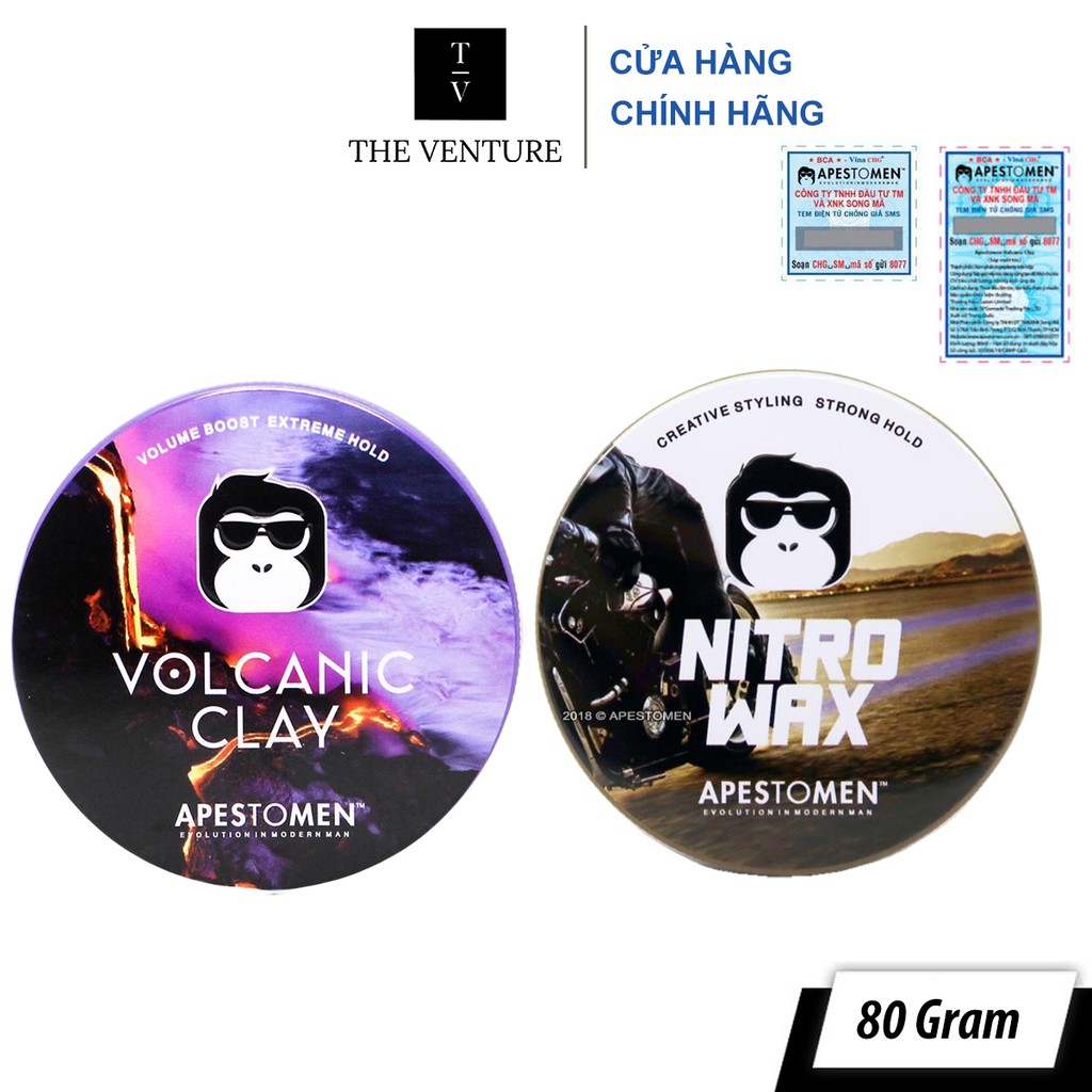 [ Combo ] Sáp Vuốt Tóc Apestomen Volcanic Clay và Nitro Wax Chính Hãng - 80 Gram