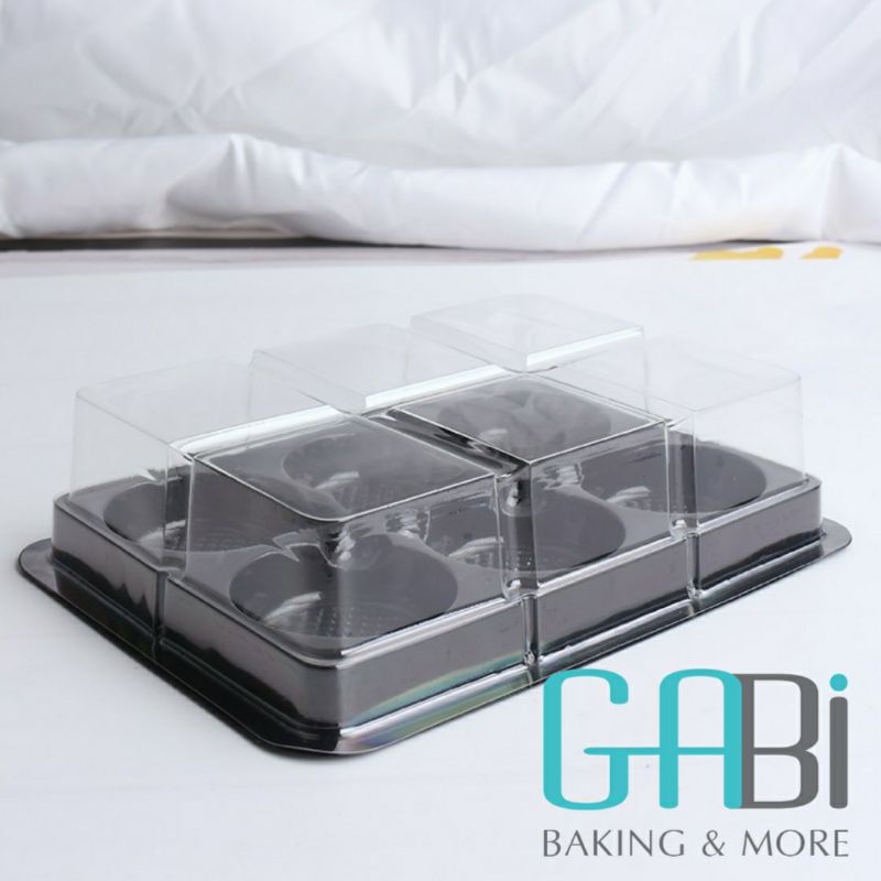 50-100 hộp nhựa nắp trong 6 ô đựng bánh trung thu 50g, socola truffle