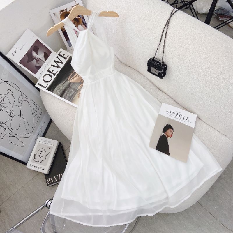Đầm midi cổ yếm dây chéo Mydu Dress