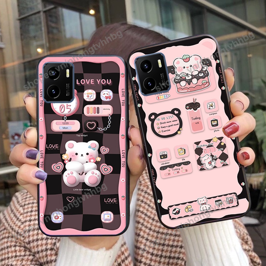 Ốp lưng Vivo Y15s gấu,thỏ trắng , đồng hồ dễ thương cute cực đẹp