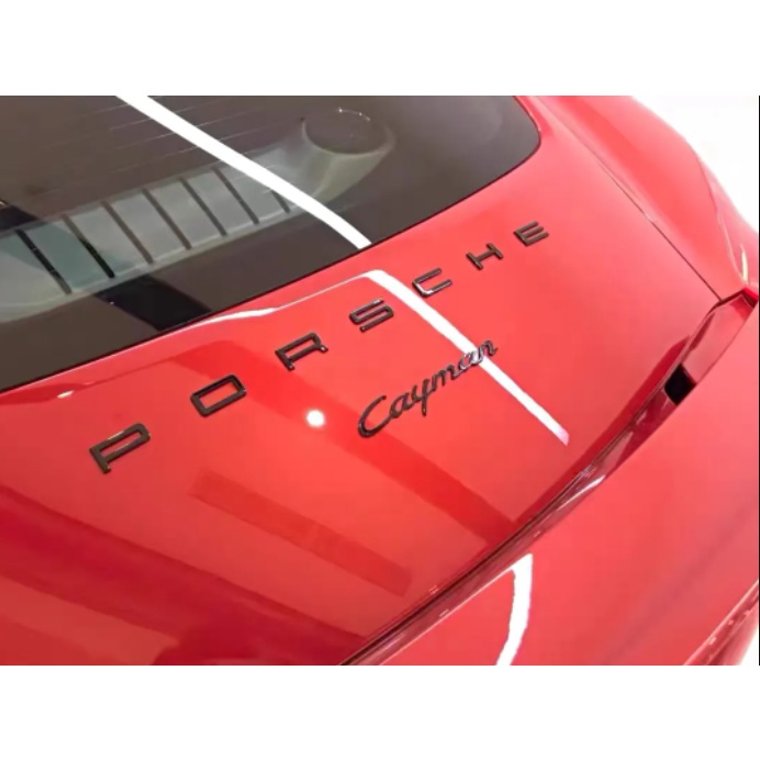 Porsche car logo English letters ABS material front S sticker Macan Cayman CARRERA Boxster Panamera Cayenne GTS TURBO 911 718 modified rear black red logo sticker