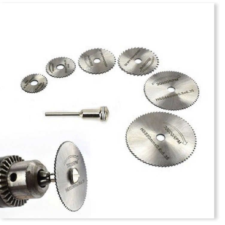 Đĩa cắt răng - Lưỡi cưa gỗ (Bộ 6 lưỡi cưa + 1 trục)