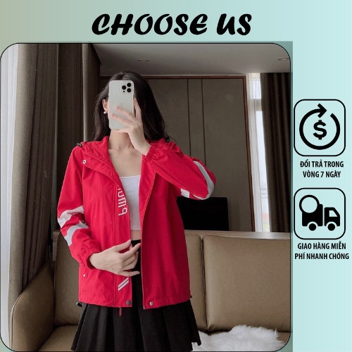 Áo khoác gió nữ 2 lớp, chất gió tráng bạc chống nước, chống gió, phối viền 2 tay trẻ trung CS014