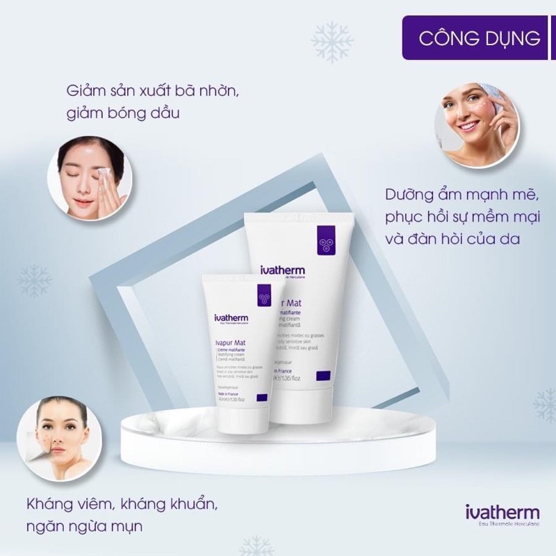 Kem Dưỡng kiểm Soát Dầu Mụn Ivapur Mat Ivatherm Của Pháp 40ml