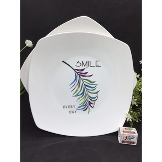 (SIÊU RẺ) ĐĨA VUÔNG IN LÁ SỨ BÁT TRÀNG SIÊU ĐẸP SIZE ĐẠI (size 24cm) SIÊU XINH.