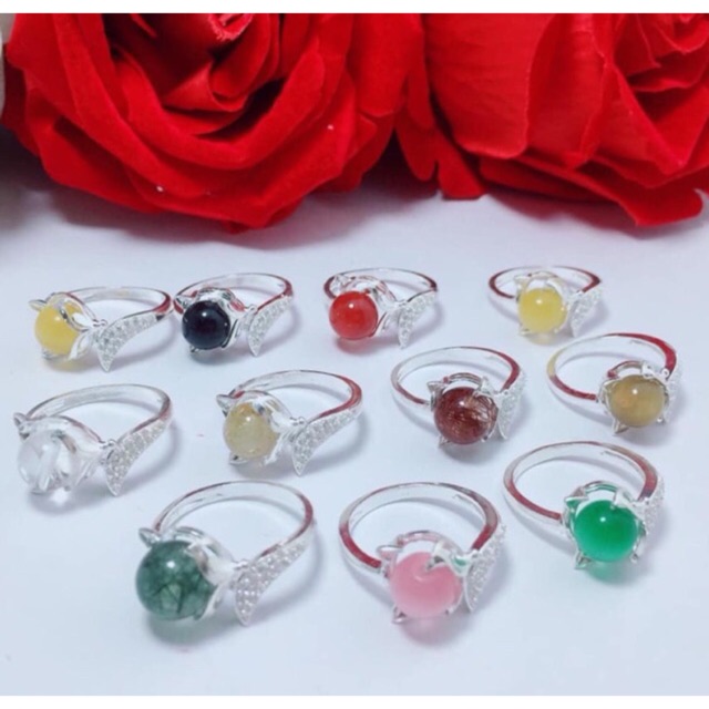 Nhẫn bạc nữ Hồ ly đá tự nhiên