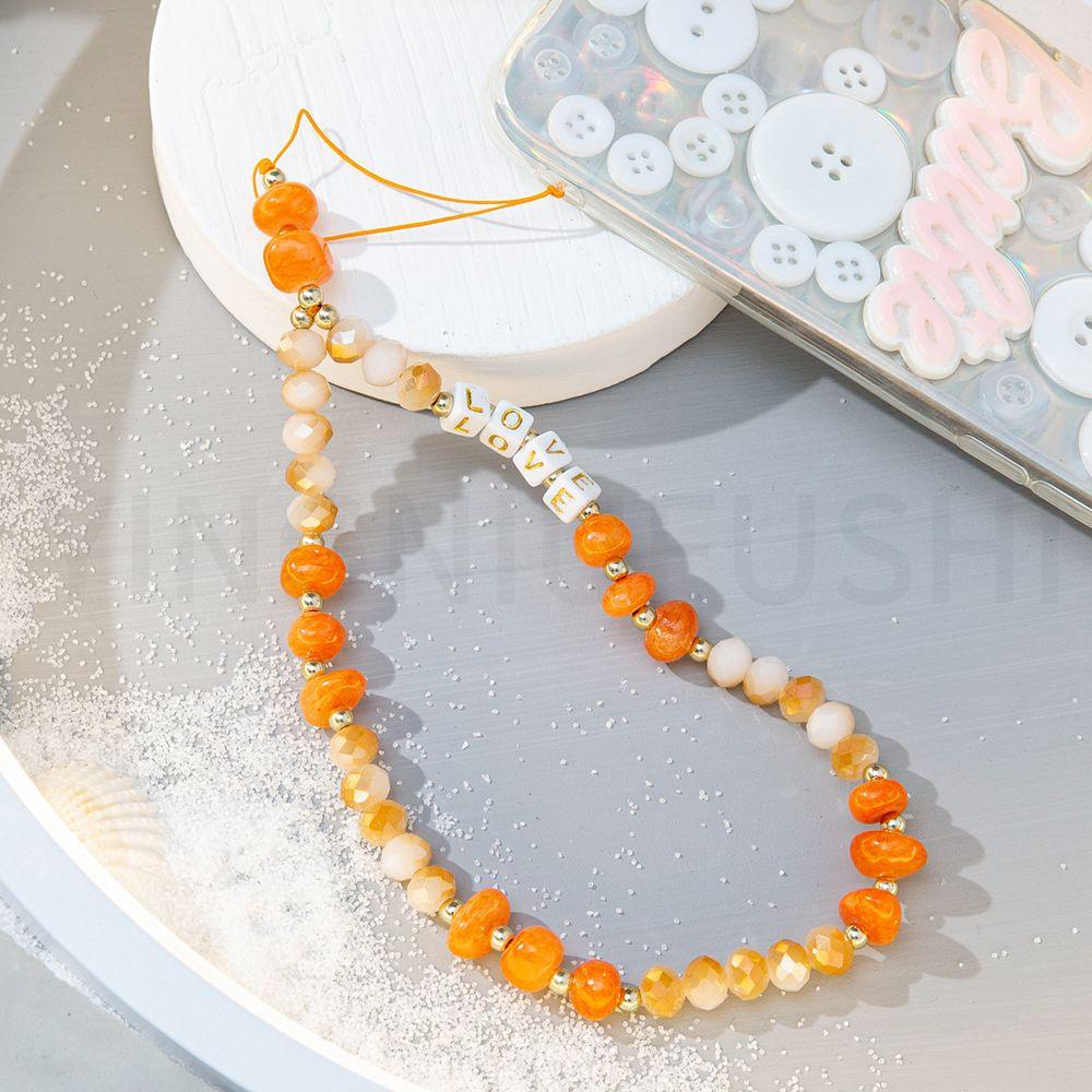 Dây Đeo Điện Thoại / Móc Khóa Chống Thất Lạc Tiện Dụng|Dây Xỏ Hạt Nhựa Acrylic In Chữ LOVE Xinh Xắn