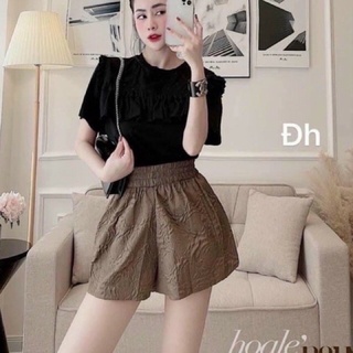 Quần short nữ cạp chun hoa in dập nổi[HÀNG CAO CẤP]