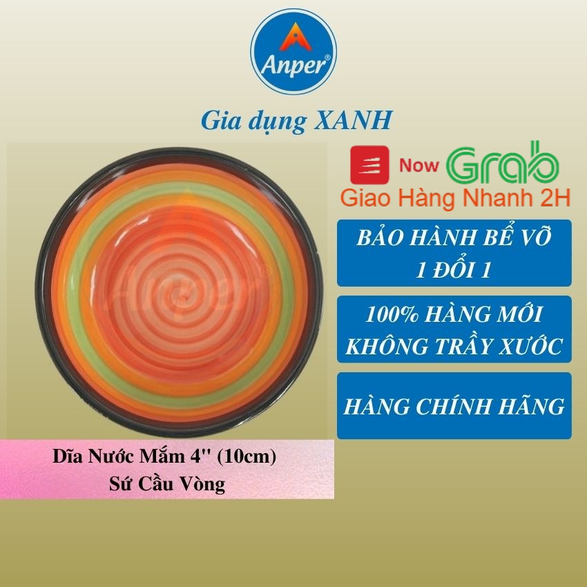 Combo 2 và 3 dĩa sứ cầu vồng ANPER 10 cm kiểu dáng hiện đại an toàn sang trọng đĩa cầu vồng
